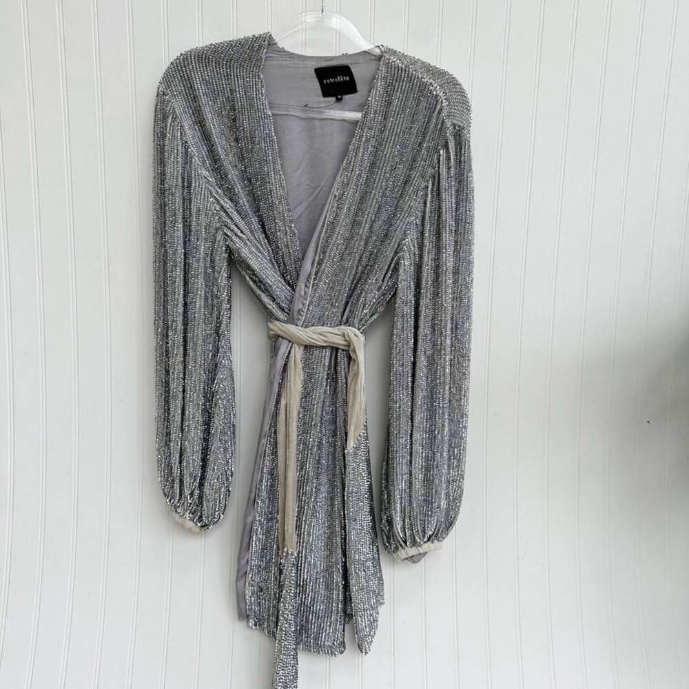 Retrofete Gabrielle Silver Robe Dress